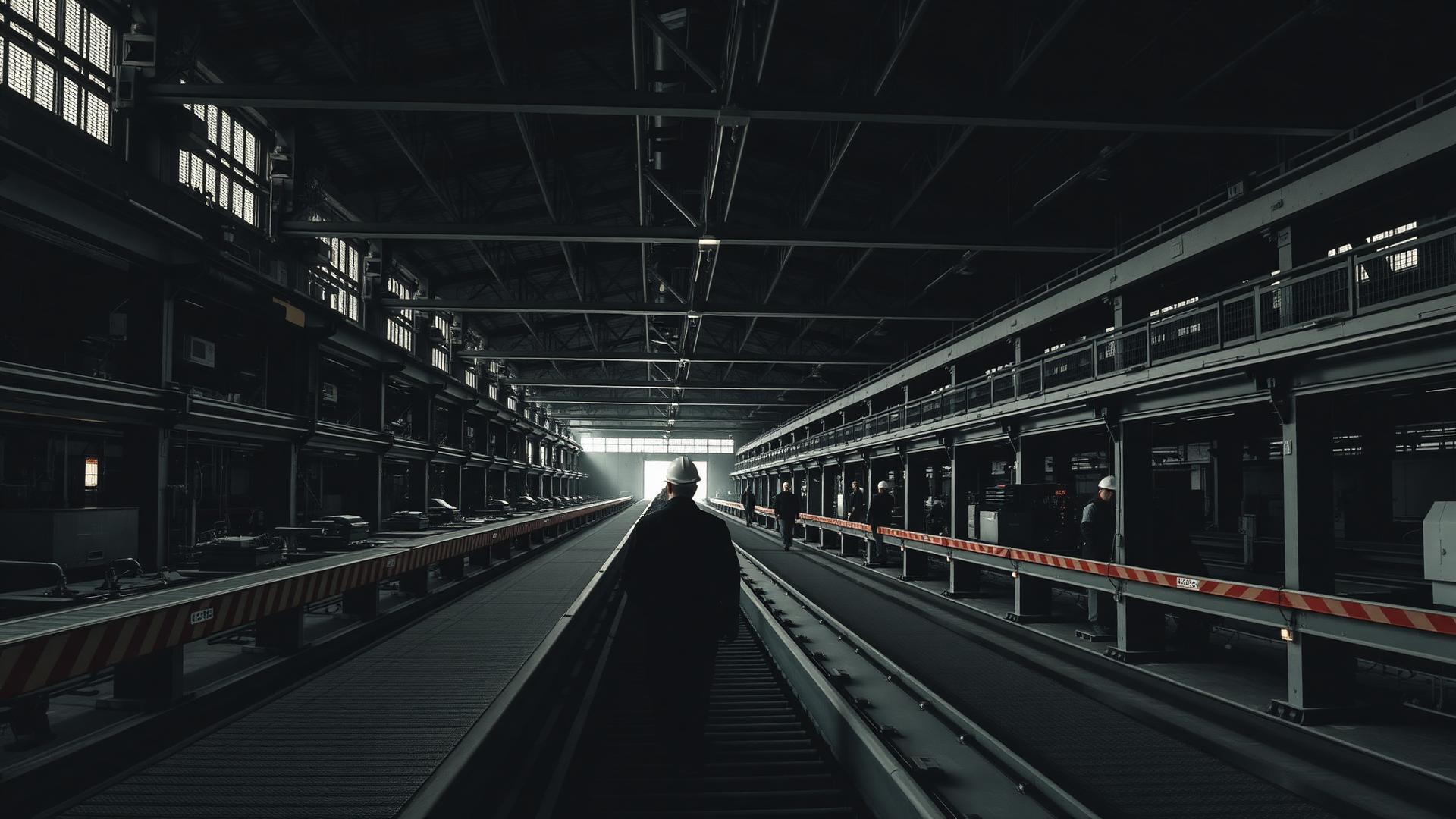 Interior of a large industrial production hall